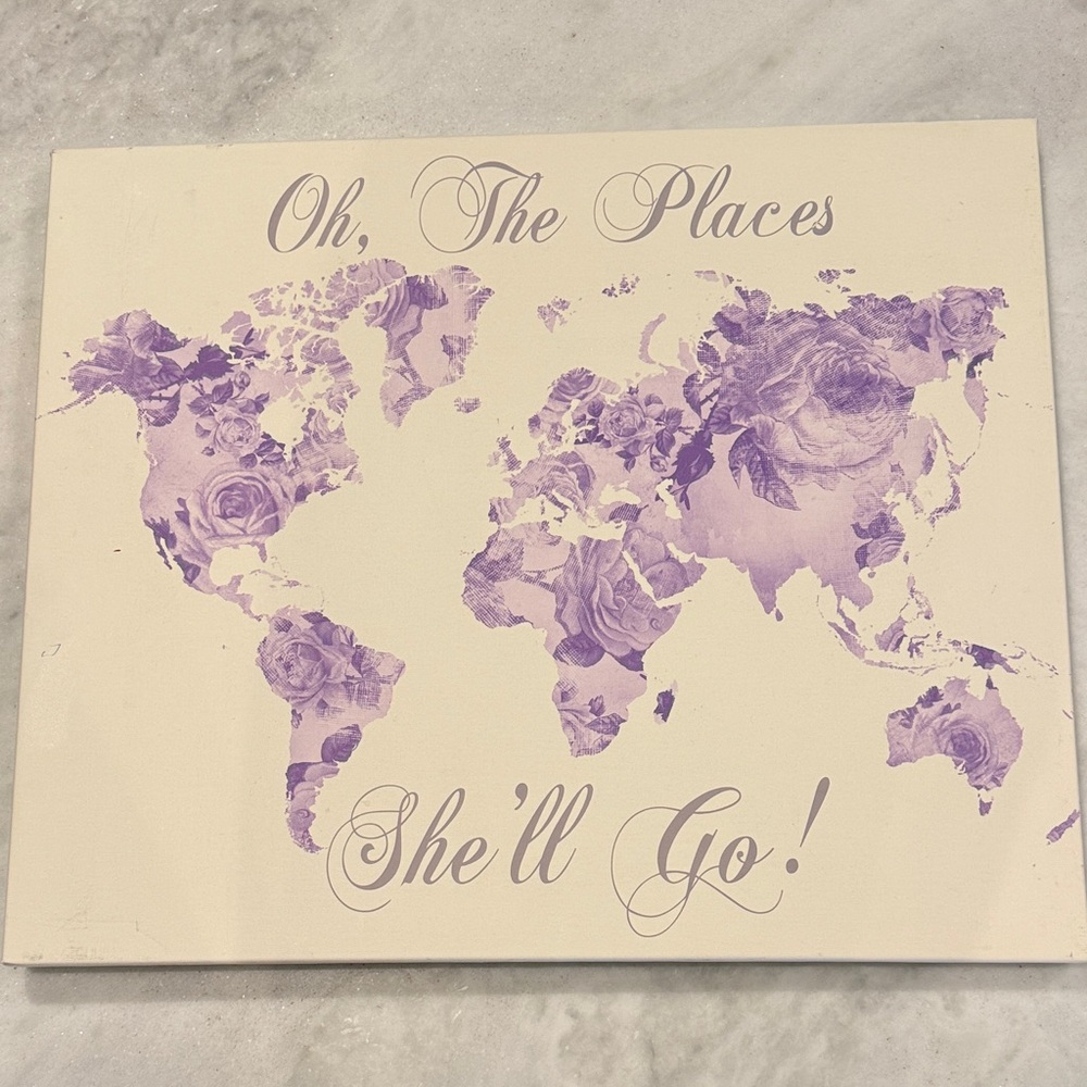 Oh, The Places She'll Go! Lavender Floral World Map Art Print